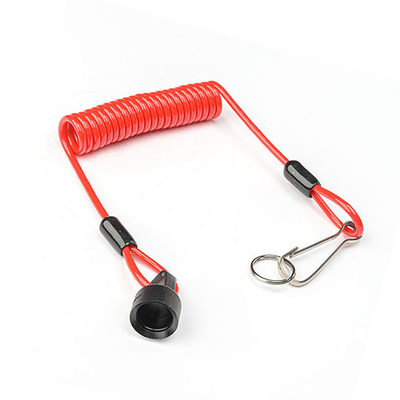 เชือกเส้นเล็กเพื่อความปลอดภัยของเจ็ตสกีเกลียวสีแดง เครื่องยนต์ Kill Stop Switch Cable